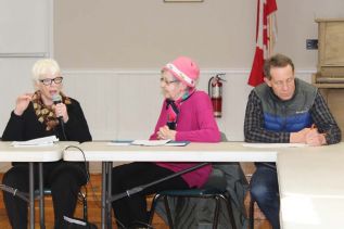Carolyn McCulloch, President Shirley Sedore at the Cloyne and District Historical Society meeting last Monday in Cloyne. Photo/Craig Bakay
